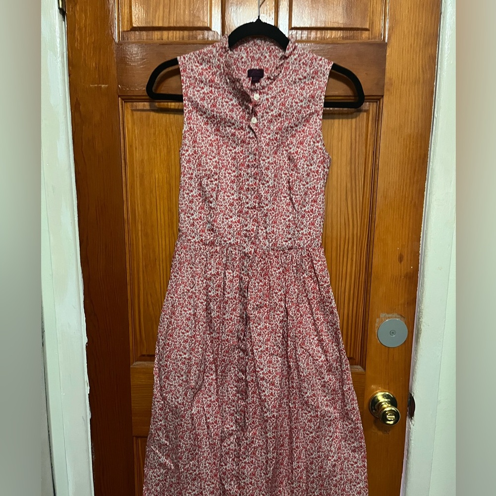 J. Crew Red Floral Midi Dress